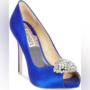 Badgley Mischka Royal Blue Jeannie Peep Toe Heels